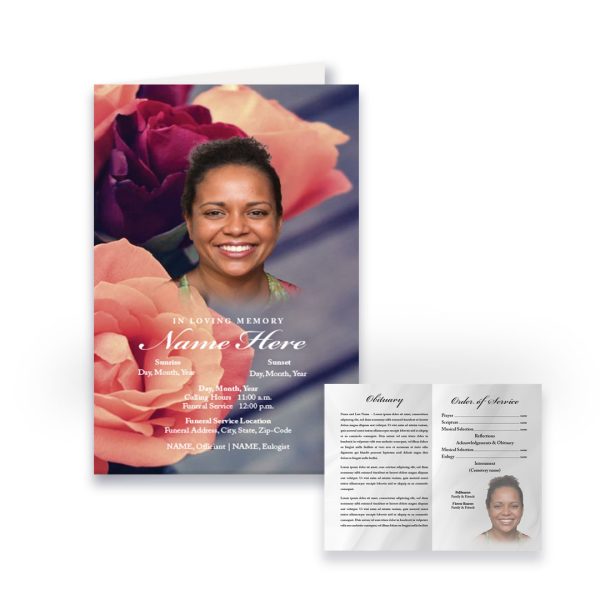 Funeral Program - Bi-Fold Roses