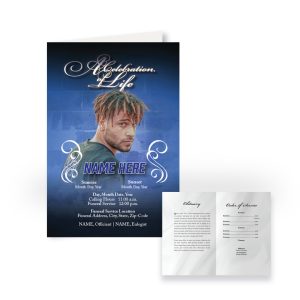 Funeral Program - Bi-Fold Urban - Blue